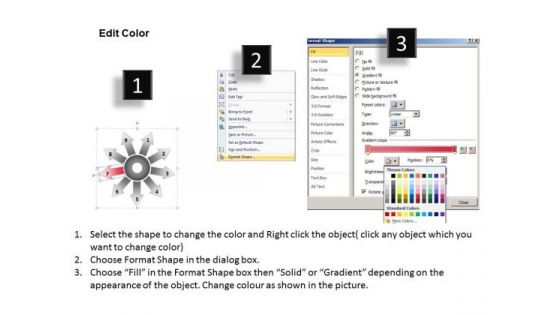 Templates Flow 9 Diverging Arrows Process Model Cycle Chart PowerPoint