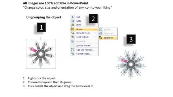 Templates Flow 9 Diverging Arrows Process Model Ppt Cycle Chart PowerPoint