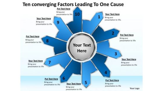 Ten Converging Factors Leading One Cause Circular Spoke Diagram PowerPoint Templates