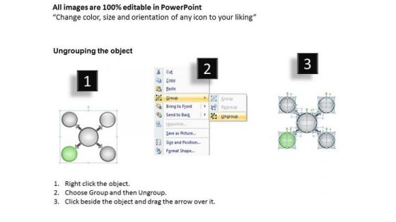 Text Boxes Illustrating Diverging Concept Chart Circular Flow Spoke Diagram PowerPoint Slides