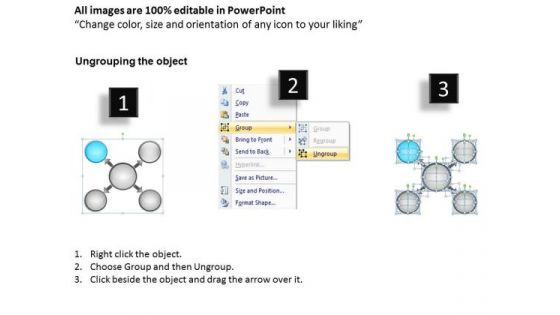 Text Boxes Illustrating Diverging Concept Cycle Circular Flow Spoke Diagram PowerPoint Slides