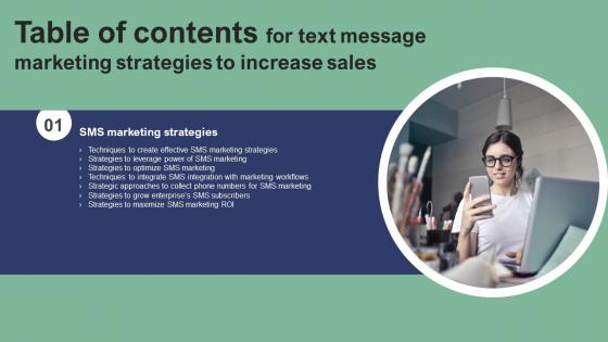 Text Message Marketing Strategies To Increase Sales Table Of Contents Background Pdf