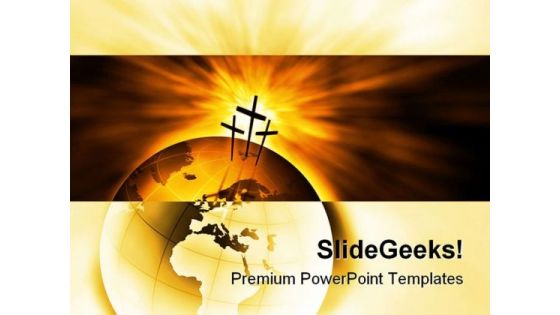 The Three Crosses Religion PowerPoint Template 0610