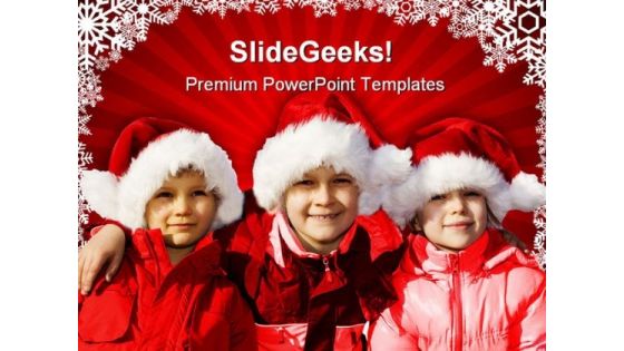 Three Children Christmas PowerPoint Themes And PowerPoint Slides 0811