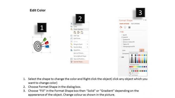 Three Darts On Board For Target Planning PowerPoint Template