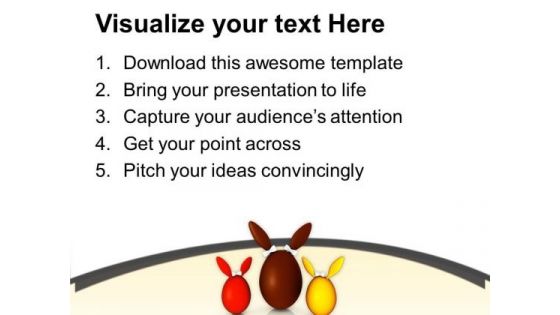 Three Different Colored Bunny Eggs PowerPoint Templates Ppt Backgrounds For Slides 0813