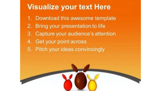 Three Different Colored Bunny Eggs PowerPoint Templates Ppt Backgrounds For Slides 0813