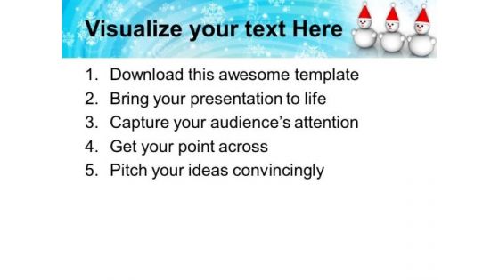Three Horizontal Standing Snowmen Events PowerPoint Templates Ppt Backgrounds For Slides 1112