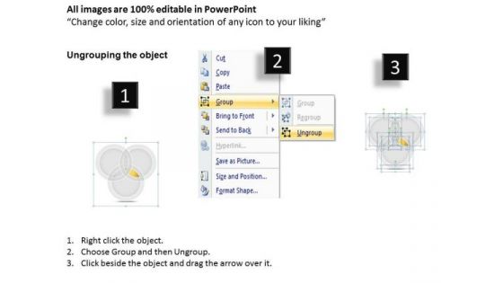 Three Overlapping Concepts Venn Diagram Business Plan Outline PowerPoint Templates