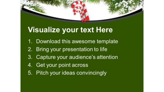 Three Red Candy Cane On Beautiful Background PowerPoint Templates Ppt Backgrounds For Slides 0113