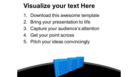 Three Servers On Black Background PowerPoint Templates Ppt Backgrounds For Slides 0713