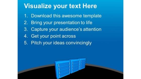 Three Servers On Black Background PowerPoint Templates Ppt Backgrounds For Slides 0713