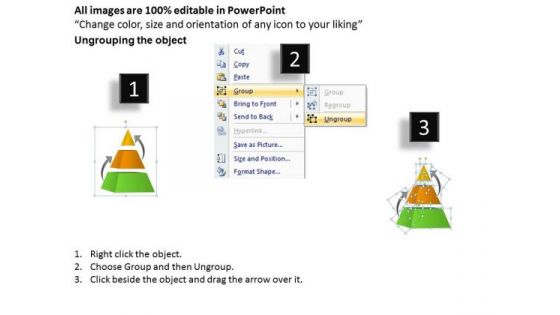 Three Staged Pyramid Independent Process Diagram Ppt Business Plan Ideas PowerPoint Slides