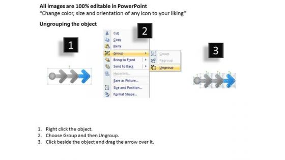 Three Stages Arrow Even Flow Process Digarm Free Business Plan PowerPoint Templates