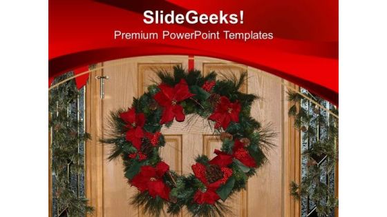 Time To Celebrate Christmas With Wreath PowerPoint Templates Ppt Backgrounds For Slides 0513
