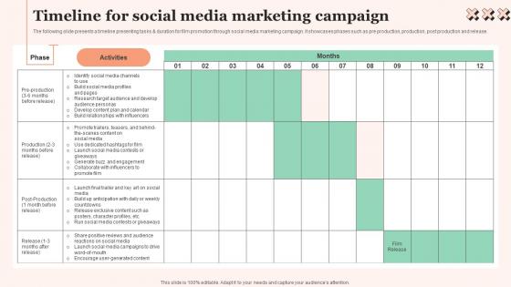 Timeline For Social Media Film Promotional Techniques To Increase Box Office Collection Themes Pdf