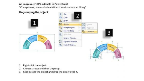 Timeline PowerPoint Template 4 Staged Process In Semi Circle