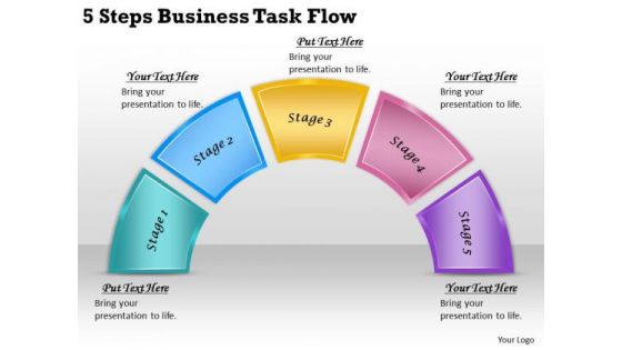Timeline PowerPoint Template 5 Steps Business Task Flow