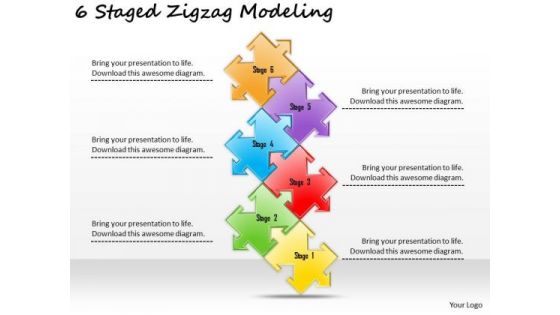 Timeline PowerPoint Template 6 Staged Zigzag Modeling