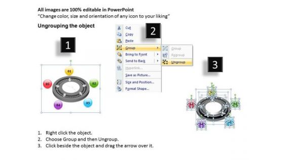 Timeline PowerPoint Template Five Stages Around Circle