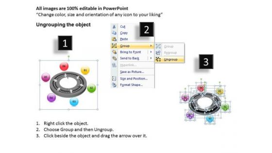 Timeline PowerPoint Template Six Business Circular Stages