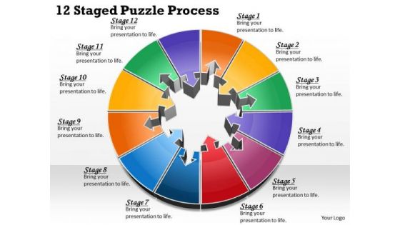 Timeline Ppt Template 12 Staged Puzzle Process