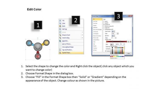 Timeline Ppt Template 3 Staged Circular Diagram