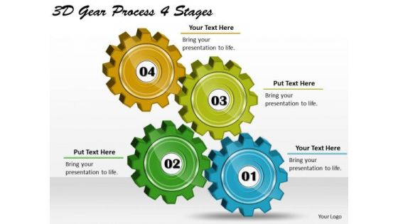 Timeline Ppt Template 3d Gear Process 4 Stages