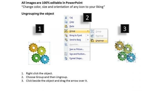Timeline Ppt Template 3d Gear Process 4 Stages
