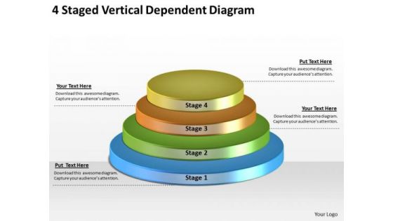 Timeline Ppt Template 4 Staged Vertical Dependent Diagram