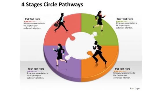 Timeline Ppt Template 4 Stages Circle Pathways