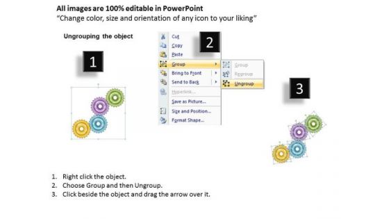 Timeline Ppt Template 4 Stages Of Gears Flow