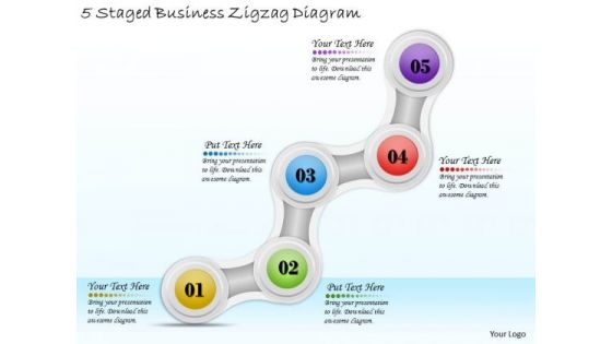 Timeline Ppt Template 5 Staged Business Zigzag Diagram
