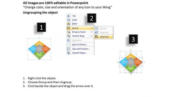 Timeline Ppt Template Puzzle Process Diagram 4 Stages