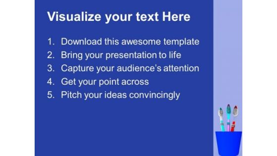 Toothbrush With Holder In Blue Color PowerPoint Templates Ppt Backgrounds For Slides 1212