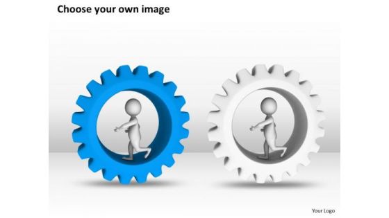 Top Business People 3d Human Running Inside Gear PowerPoint Slides