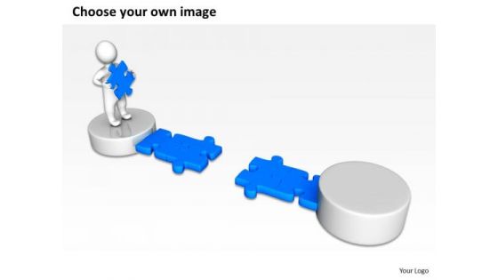 Top Business People 3d Man And Green Puzzle PowerPoint Slides