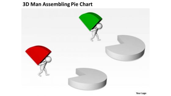 Top Business People 3d Man Assembling Pie Chart PowerPoint Slides