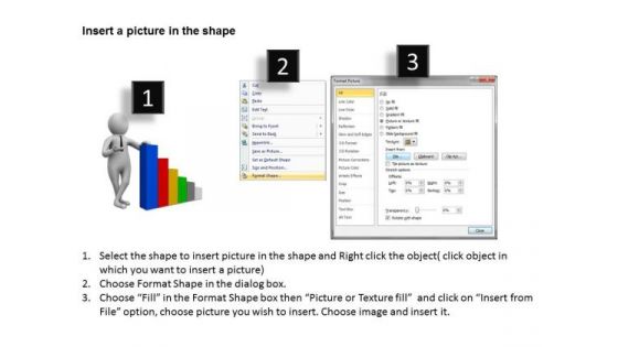 Top Business People 3d Man With Colorful Bar Graph PowerPoint Templates
