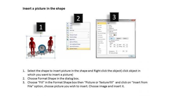Top Business People 3d Men Standing On Gray Gears With Watch PowerPoint Slides