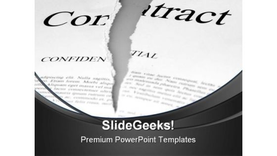 Torn Contract Business PowerPoint Template 1110