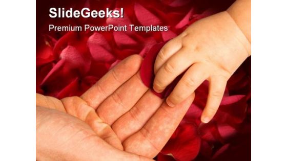 Touching Hand Family PowerPoint Template 0810
