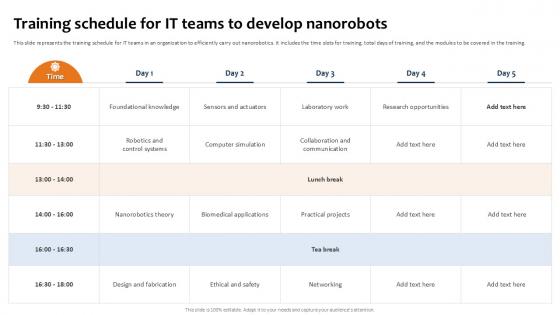 Training Schedule For It Teams Building The Future Of Robotic Ppt Slide