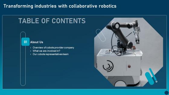 Transforming Industries With Collaborative Robotics Table Of Contents Infographics Pdf