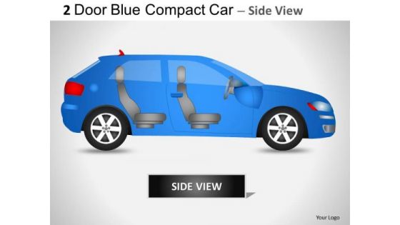 Transportation 2 Door Blue Car Side PowerPoint Slides And Ppt Diagram Templates