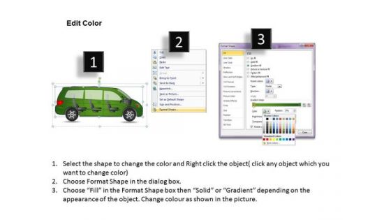 Transportation Green Minivan Side View PowerPoint Slides And Ppt Diagram Templates
