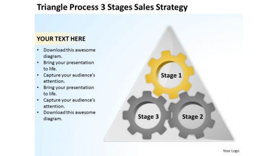 Triangle Process 3 Stages Sales Strategy Ppt Business Plan PowerPoint Slides