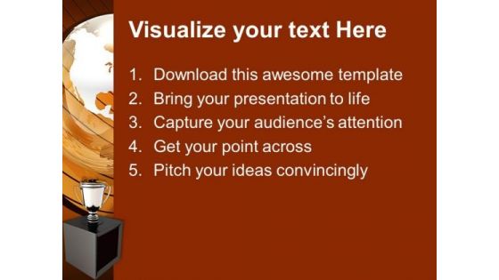 Trophy Cup On Brown Background Success PowerPoint Templates And PowerPoint Themes 1012