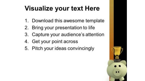 Trophy On Piggy Bank PowerPoint Templates Ppt Backgrounds For Slides 0713