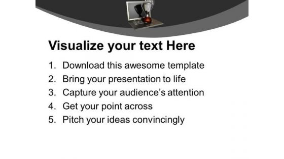 Trophy On Silver Laptop PowerPoint Templates Ppt Backgrounds For Slides 0213